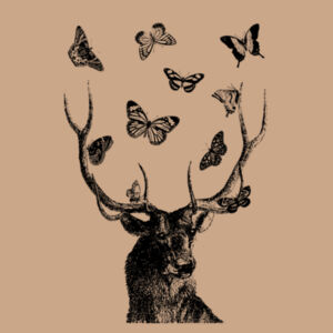Stag and Butterflies - Black  Design