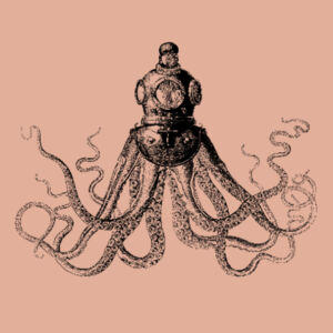 Octopus in Diving Helmet - Womens Crop Hood Design