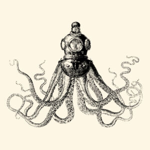 Octopus in Diving Helmet - Carrie Tote Bag  Design