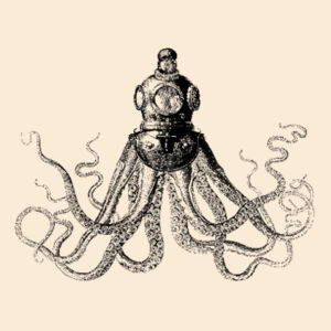 Octopus in Diving Helmet - Drawstring Backpack Design