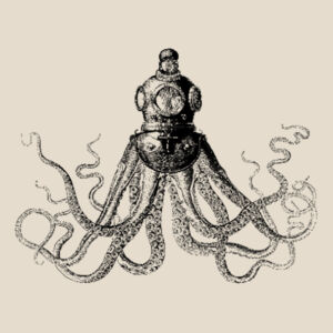 Octopus in Diving Helmet - Heavy Duty Canvas Tote with Gusset  Design