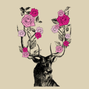 Stag and Roses - Small Calico Bag Design