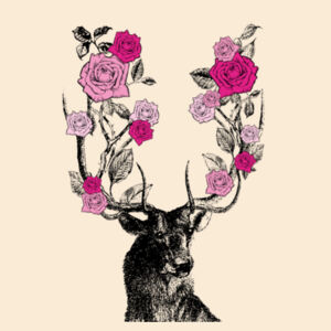 Stag and Roses - Drawstring Backpack Design