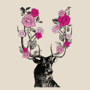 Stag and Roses - Heavy Duty Canvas Tote Bag Design