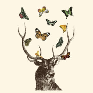 Stag and Butterflies  - Shoulder Tote Design