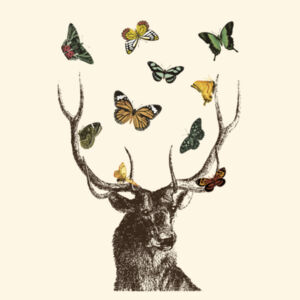 Stag and Butterflies  - Carrie Tote Bag  Design