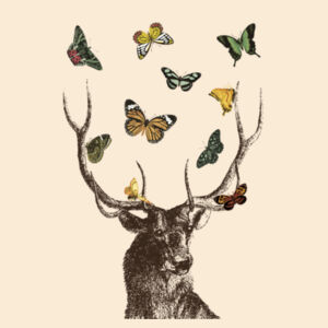 Stag and Butterflies  - Large Calico Bag Design