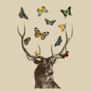 Stag and Butterflies  - Medium Calico Bag Design