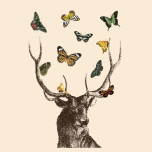 Stag and Butterflies  - Drawstring Backpack Design