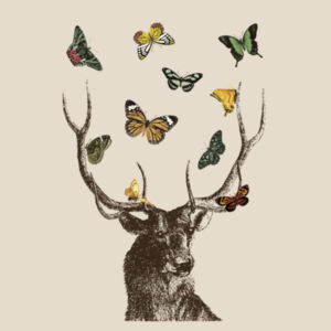 Stag and Butterflies  - Heavy Duty Canvas Tote with Gusset  Design