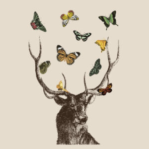 Stag and Butterflies  - Heavy Duty Canvas Tote Bag Design