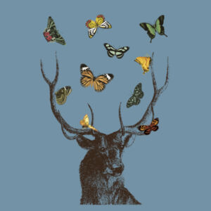 Stag and Butterflies  - Denim Carrie Tote Design
