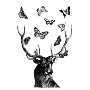 Stag and Butterflies - Black  - Tote Bag Design