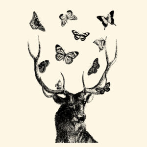 Stag and Butterflies - Black  - Parcel Tote Design