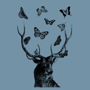 Stag and Butterflies - Black  - Denim Carrie Tote Design
