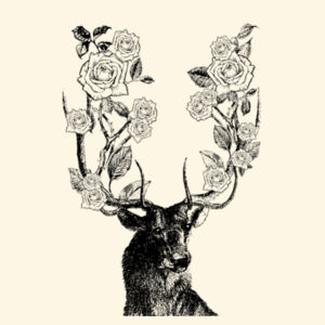 Stag and Roses - Black - Shoulder Tote Design