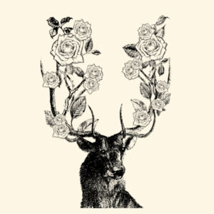Stag and Roses - Black - Parcel Tote Design