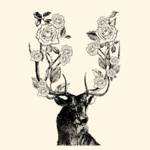 Stag and Roses - Black - Carrie Tote Bag  Design