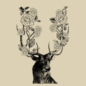 Stag and Roses - Black - Small Calico Bag Design