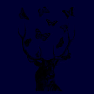 Stag and Butterflies - Black  Design