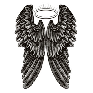 Angel Wings with Halo - Womens Dice Longsleeve Tee Design