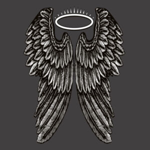 Angel Wings with Halo - Womens Faded Tee Design