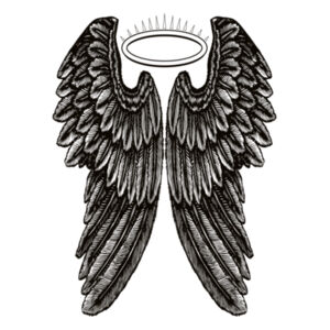 Angel Wings with Halo - Womens Ringer Tee Design