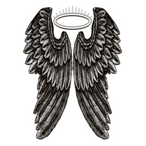 Angel Wings with Halo - Womens Crop Tee Design
