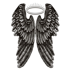 Angel Wings with Halo - Women's Drop Tee Design