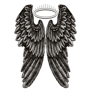 Angel Wings with Halo - Womens Shallow Scoop Tee Design