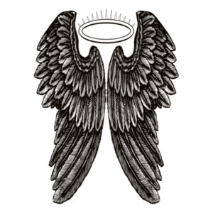 Angel Wings with Halo - Womens Bevel V-Neck Tee Design