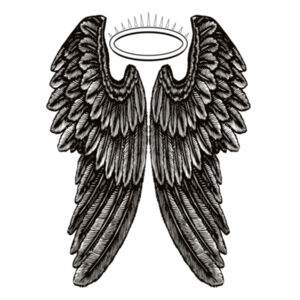 Angel Wings with Halo - Womens Maple Tee Design