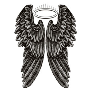 Angel Wings with Halo - Womens Stacy Tee Design