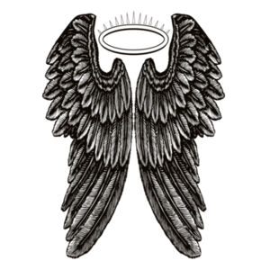 Angel Wings with Halo - Mens Base Organic Long Sleeved Tee Design
