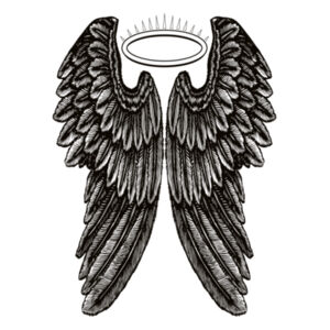 Angel Wings with Halo - Mens Ink Longsleeve Tee Design