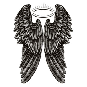 Angel Wings with Halo - Mens Kelvin Long Sleeve Tee Design