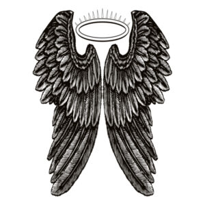 Angel Wings with Halo - Mens Raglan Tee Design