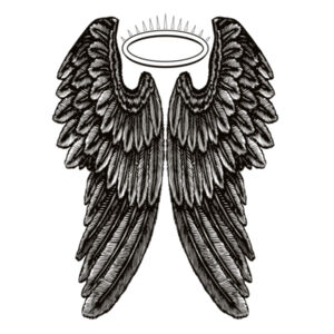 Angel Wings with Halo - Mens Heavy Cotton T-Shirt Design