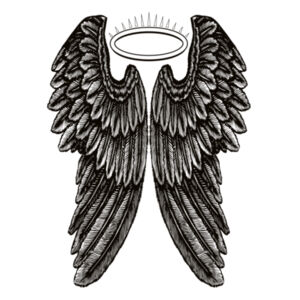 Angel Wings with Halo - Mens Shadow Scoop Neck Tee Design