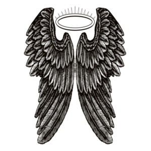 Angel Wings with Halo - Mens Tarmac V Neck Tee Design