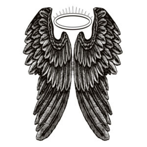 Angel Wings with Halo - Mens Tee Design