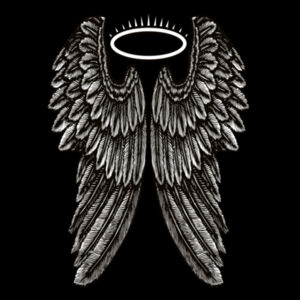 Angel Wings with Halo - Mens Outline Tee Design