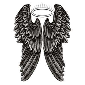 Angel Wings with Halo - Mens Block T shirt Design