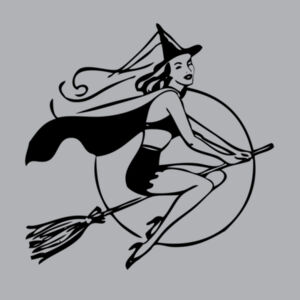 Pretty Retro Witch - Womens Shallow Scoop Tee Design