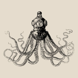 Octopus in Diving Helmet - Round Wood Ornament Design